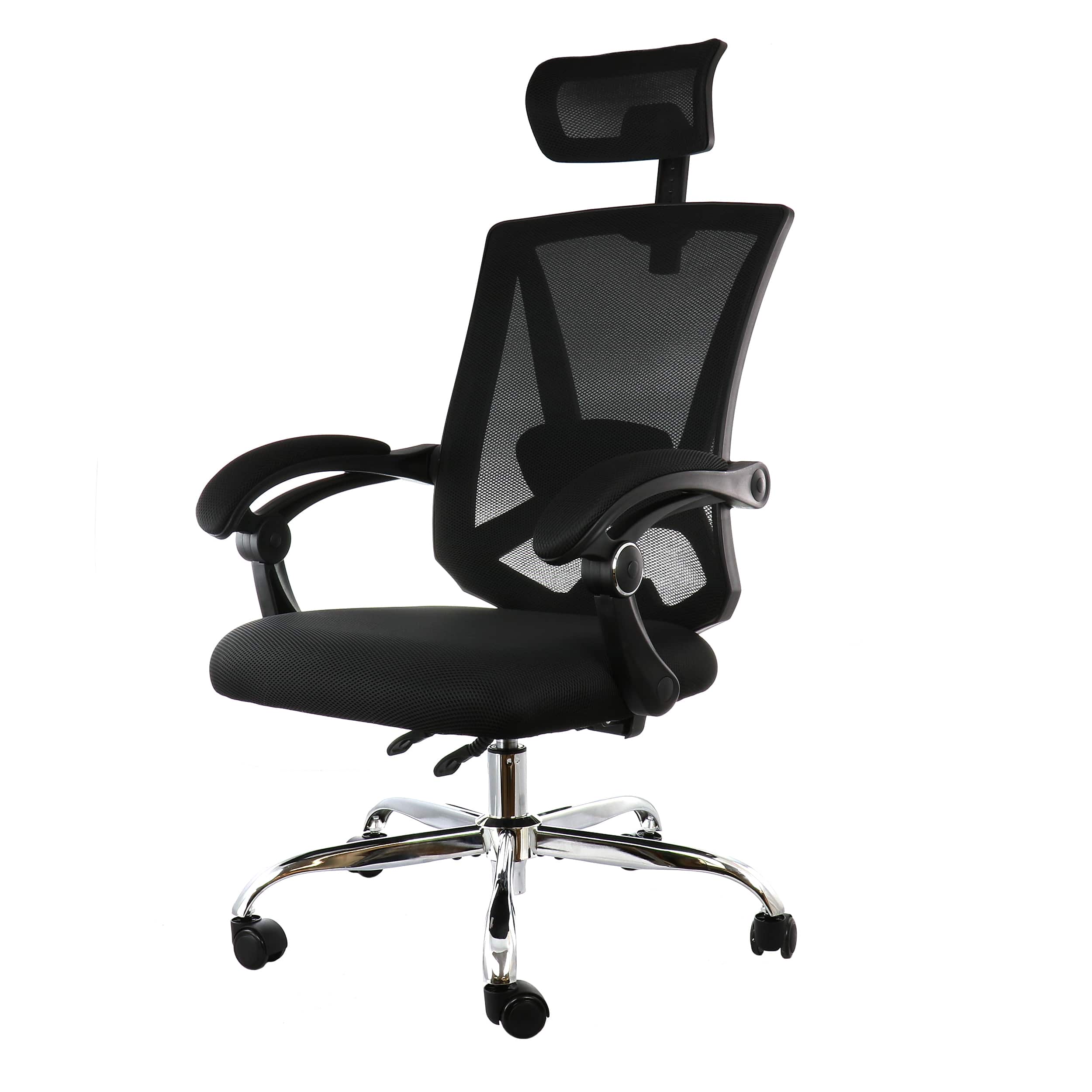 Elama - Full Back Mesh Adjustable Office Chair with Headrest - Black
