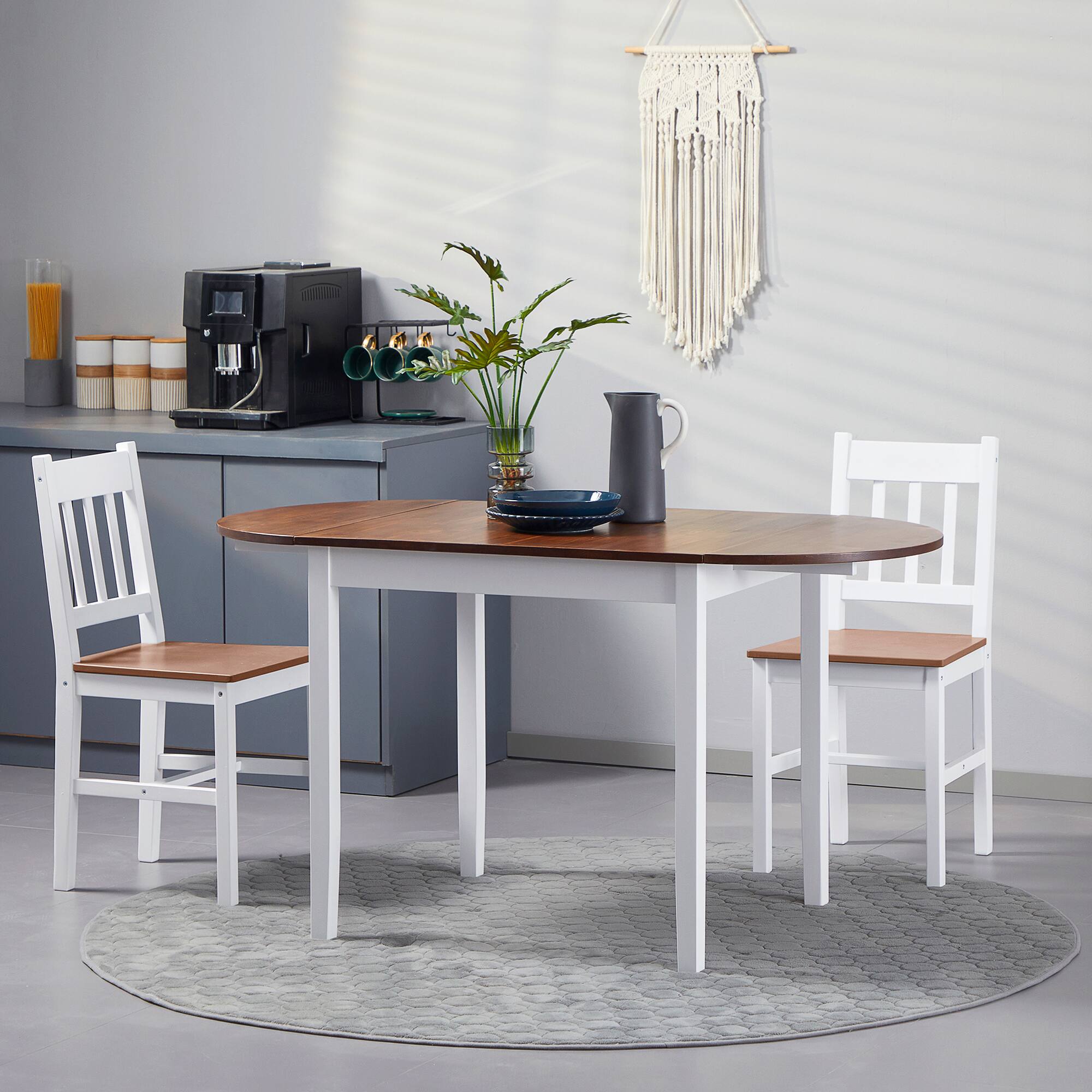 Alt View 1. Homcom - Wood Kitchen Table - Brown.