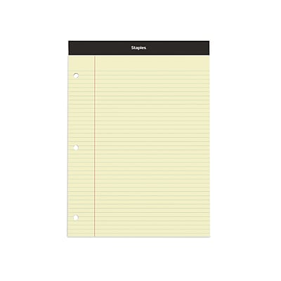 Staples - Notepad, 8.5" x 11.75", Narrow Ruled, 100 Sheets/Pad, Each (ST57347) - Canary