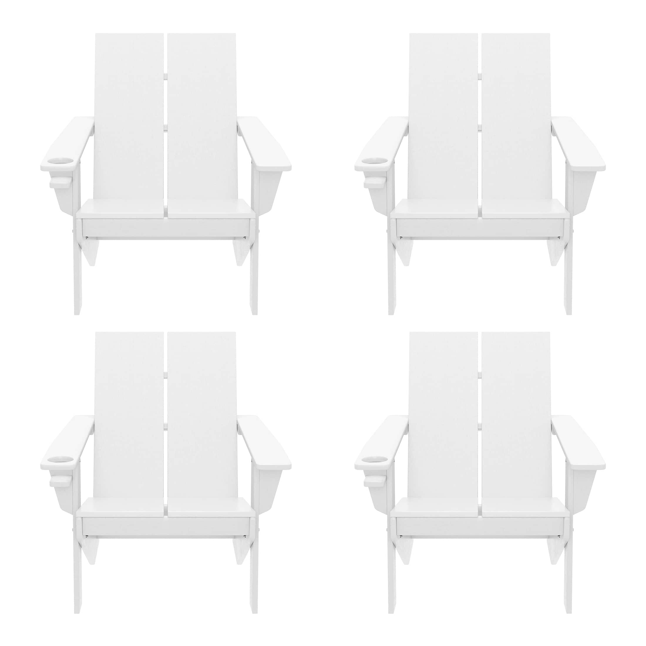 WestinTrends - Riviera Outdoor HDPE Modern Adirondack Chair with Cup Holder (Set of 4) - White price history on PriceWatchPro