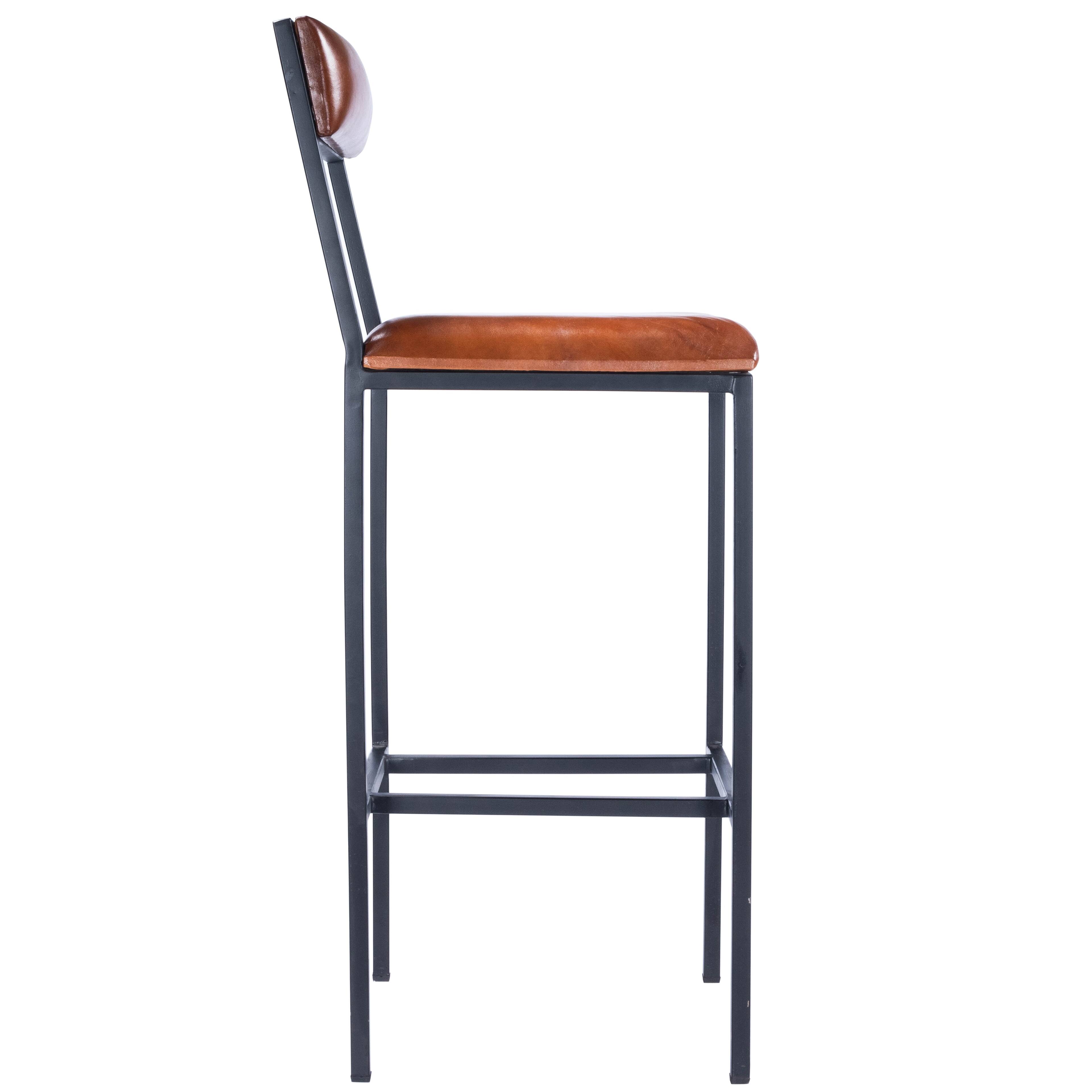 Alt View 5. Butler Specialty - Lazarus 31.5 in. Seat Height Leather and Metal Bar Stool - Medium Brown.