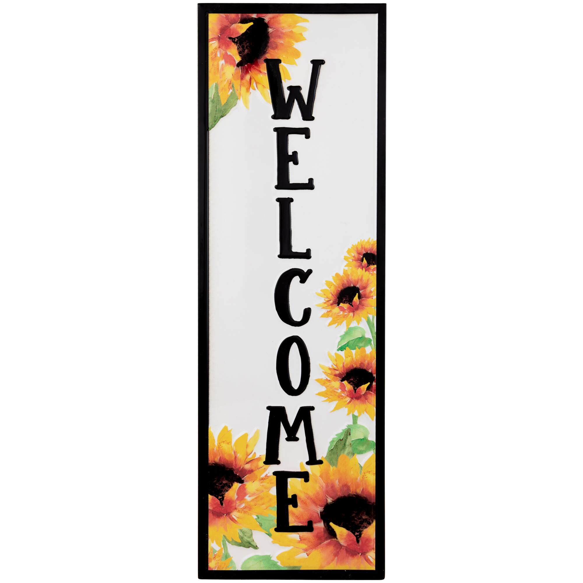 Northlight - Sunflower Welcome Metal Wall Sign - 23" - White