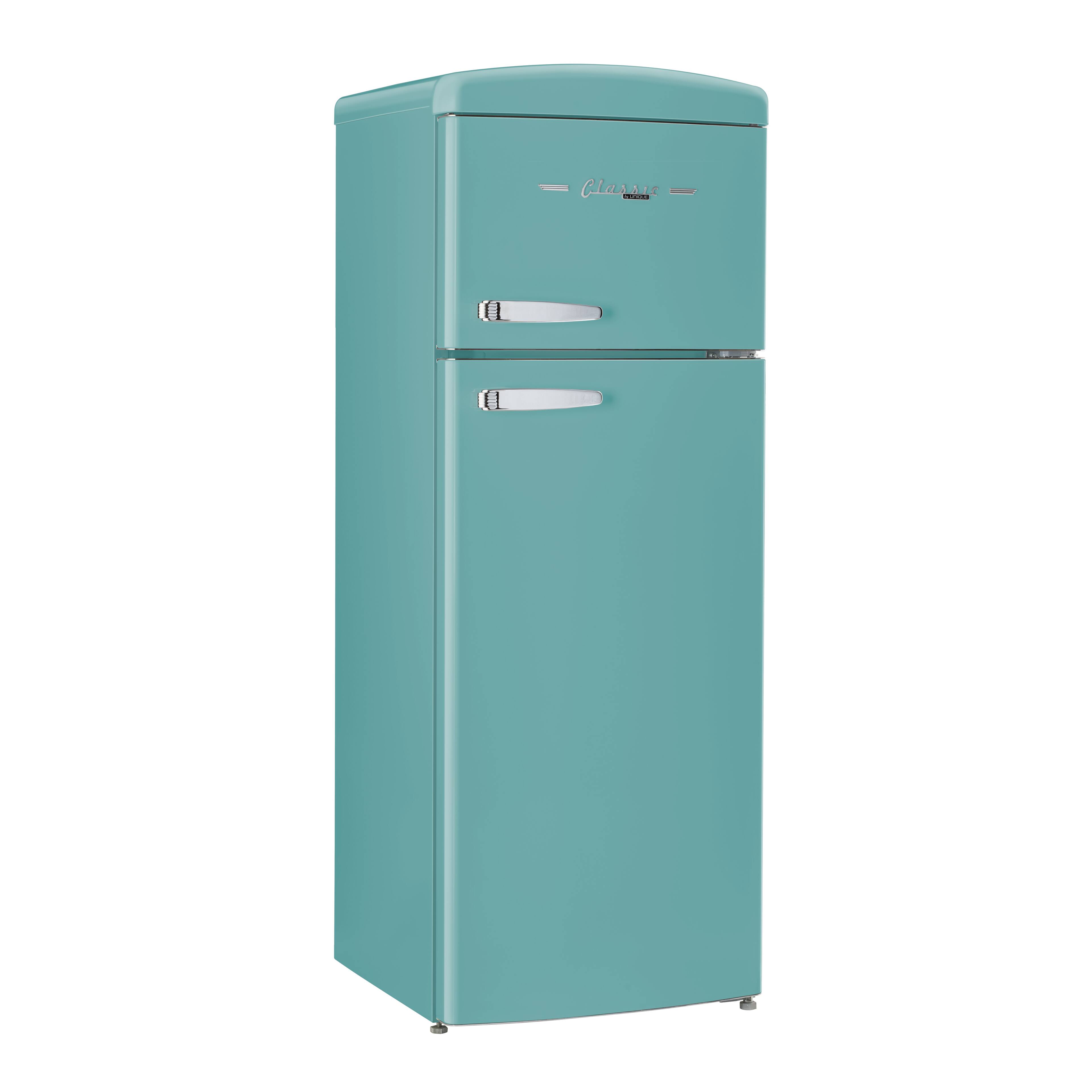Angle. Unique Appliances - 21 in. Wide Classic Retro 7.5cu.ft Compact Top Freezer Refrigerator - Ocean Mist Turquoise.