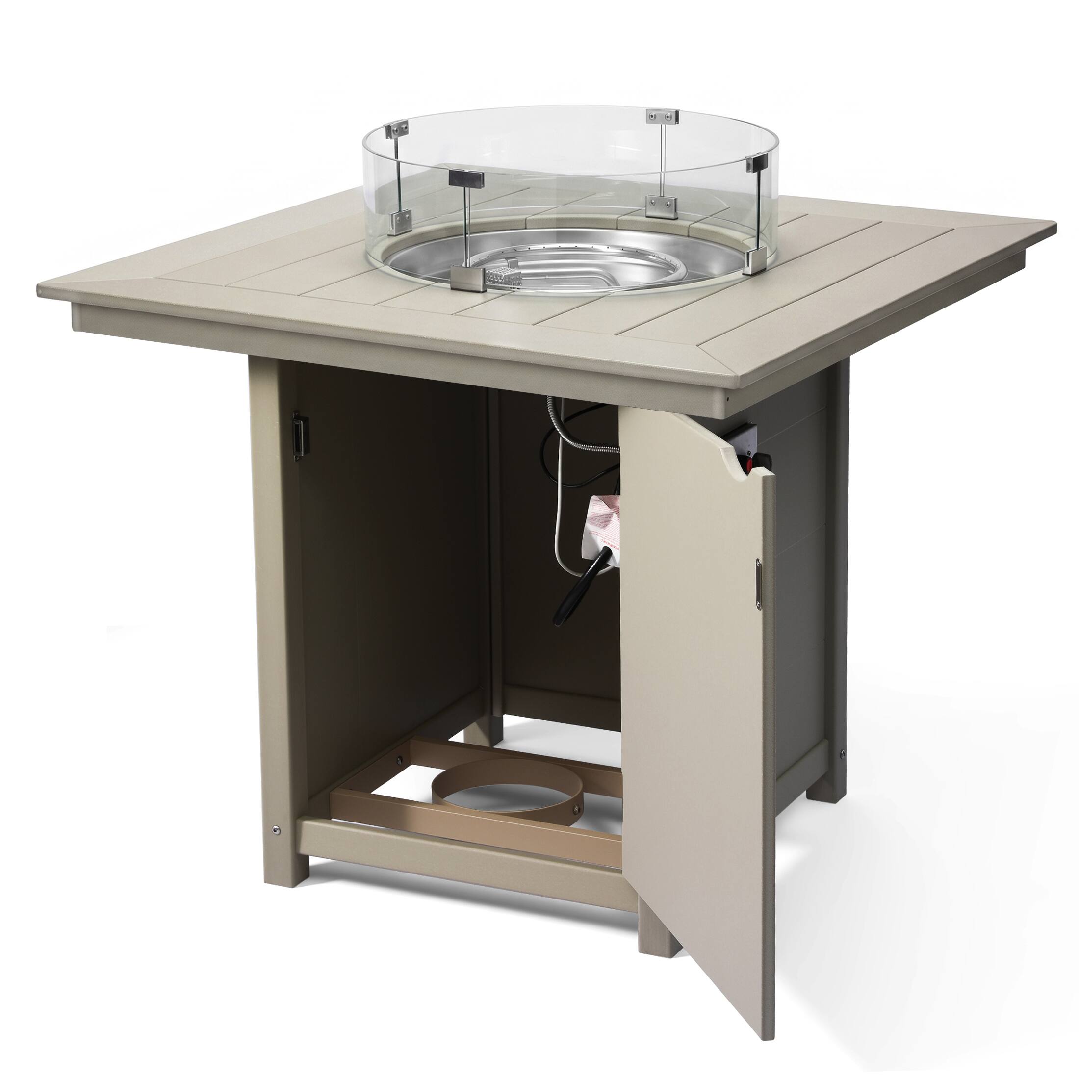 Left. WestinTrends - WestinTrends Helios 42" Modern Outdoor Patio Gas Propane Square Fire Pit Table - Sand.