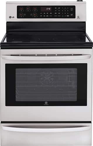 Front Standard. LG - 30" Self-Cleaning Freestanding Electric Convection Smart Range - Stainless-Steel.