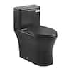 Front. VEVOR - One-Piece Toilet, Elongated Toilet Vortex Dual-Flush 1.0/1.28 GPF, Toilets for Bathroom with Comfortable Chair Seat - Black matte + silver.