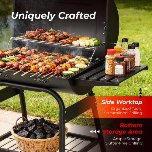 Uniquely Crafted

Side Worktop
- Organized Tools, Streamlined Grilling

Bottom Storage Area
- Ample Storage, Clutter-Free Grilling