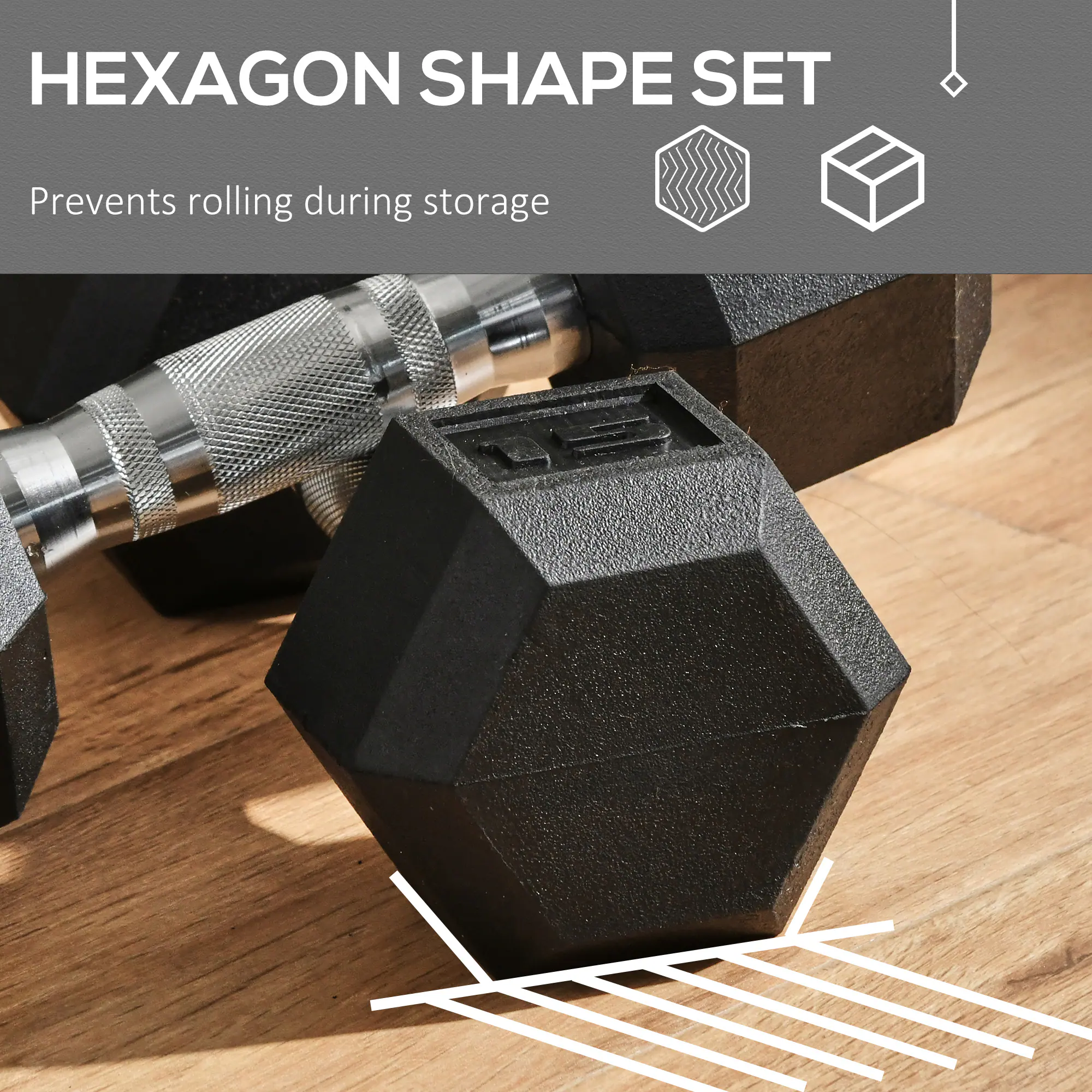HEXAGON SHAPE SET  
Prevents rolling during storage