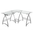 Walker Edison - L-Shape Computer Desk - Silver/Clear - Larger Front