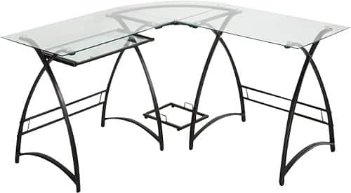 Angle Standard. Walker Edison - L-Shape Computer Desk - Black/Clear.