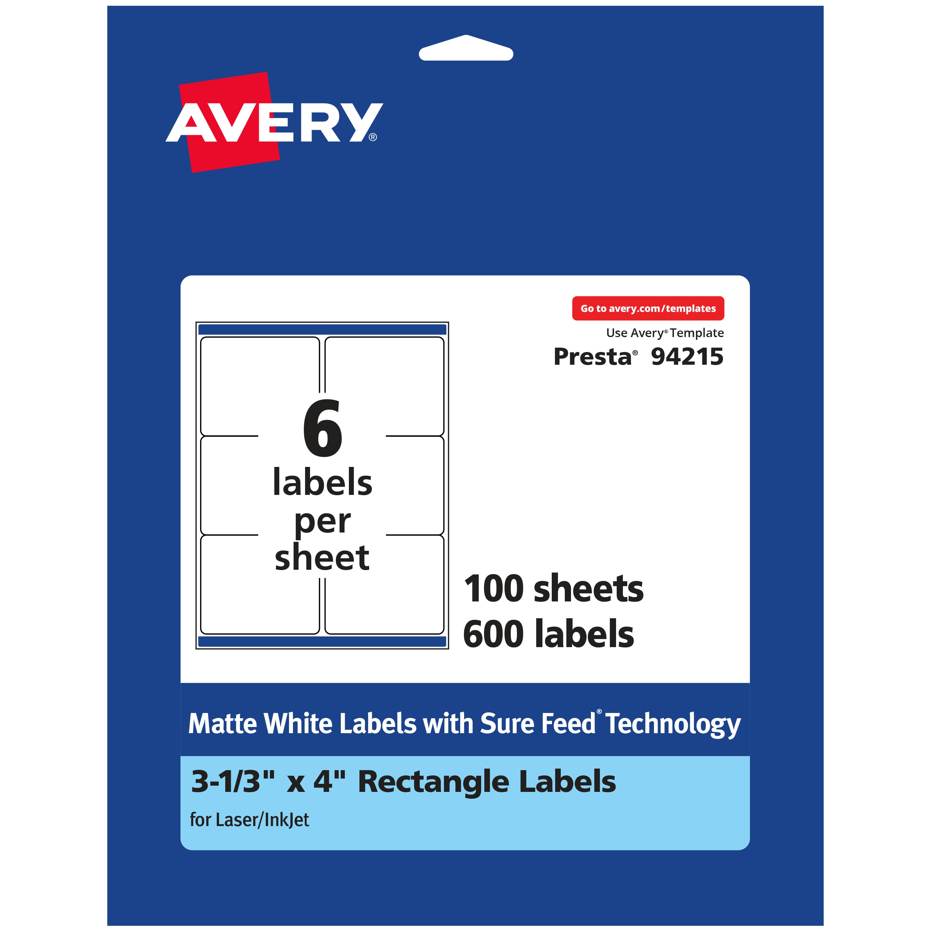 "Avery - Matte Rectangle Labels, 3-1/3"" x 4"", 600 Labels - White" price history on PriceWatchPro