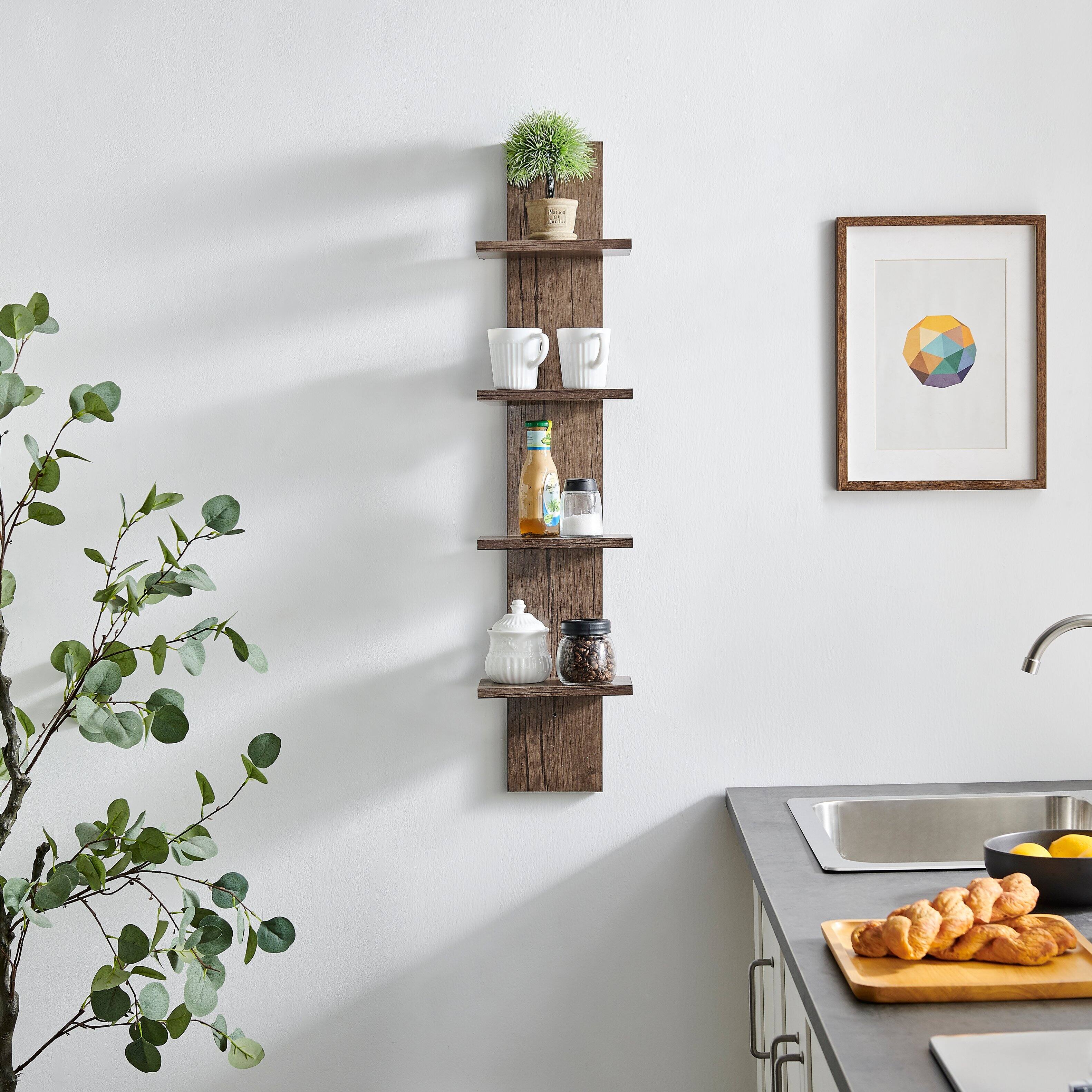 Back. Danya B - Arica Utility Column 4-Tier Spine Wall Shelves - Hickory - Hickory.