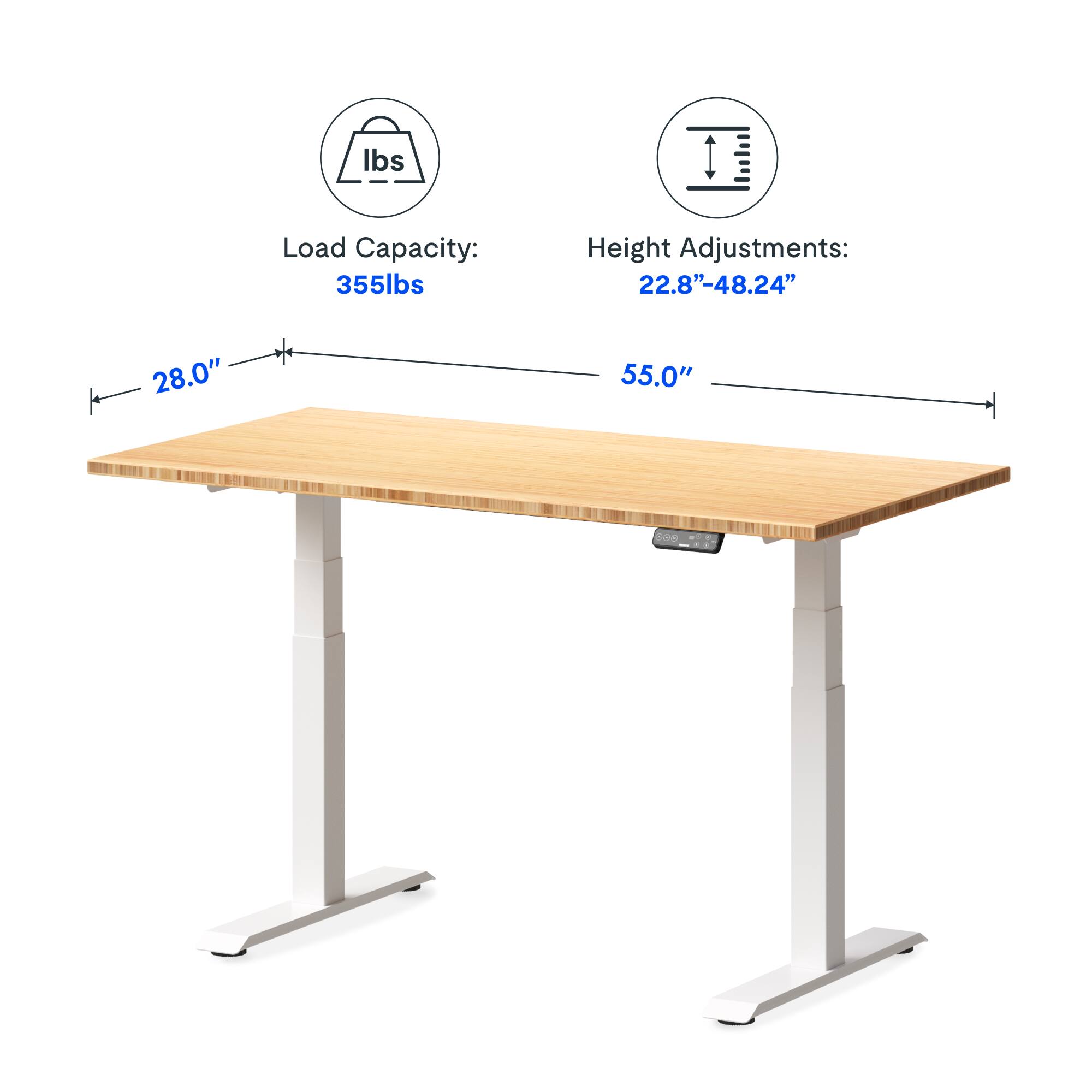 Load Capacity: 355lbs  
Height Adjustments: 22.8"-48.24"  
Table Dimensions: 28.0" x 55.0"