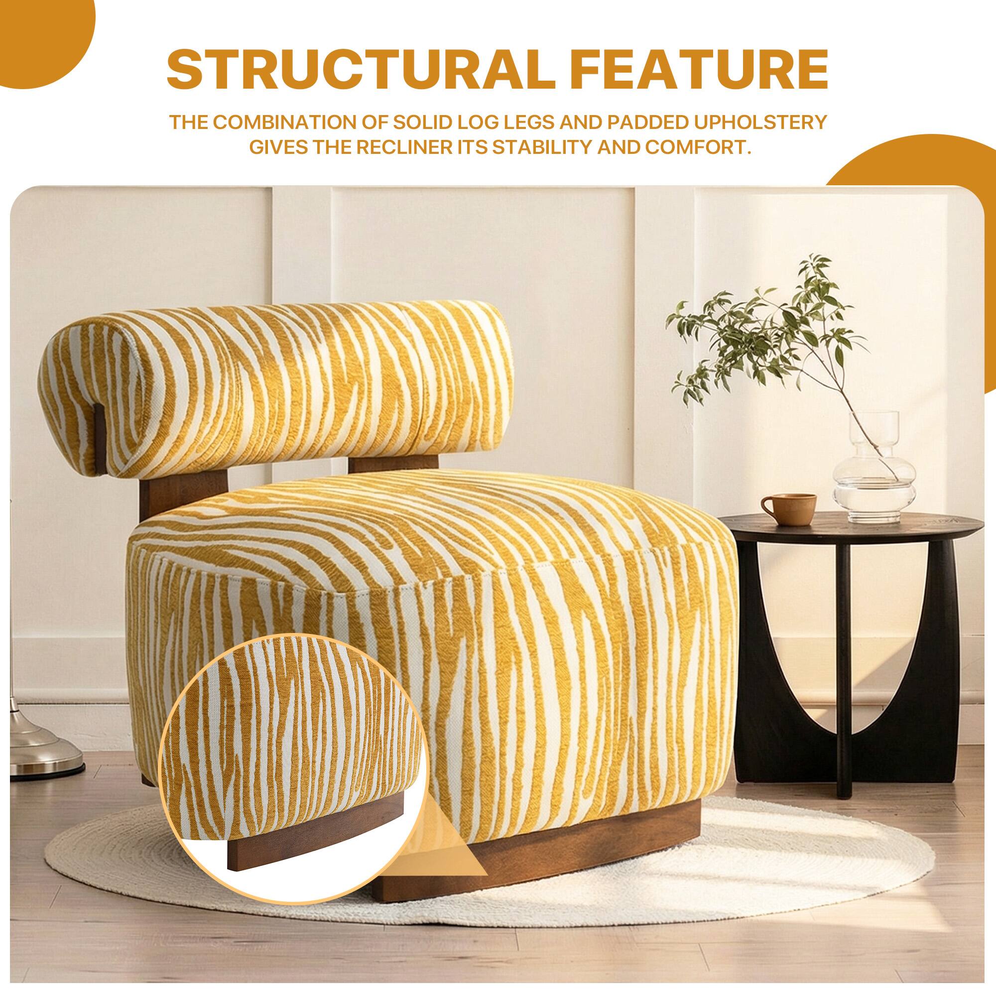STRUCTURAL FEATURE

THE COMBINATION OF SOLID LOG LEGS AND PADDED UPHOLSTERY GIVES THE RECLINER ITS STABILITY AND COMFORT.
