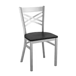 Flash Furniture - HERCULES Series Silver Antique Finish with Clear Coat ''X'' Back Metal Restaurant Chair - Wood Seat - Black