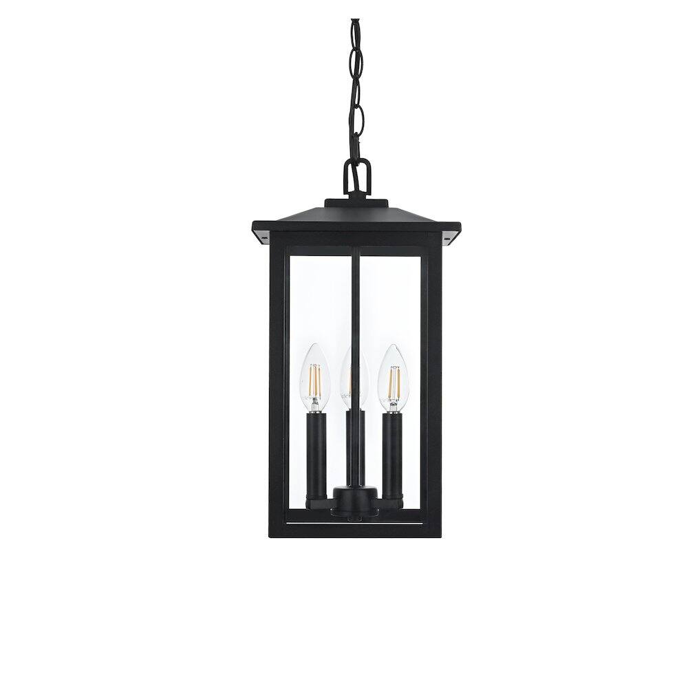 Left. Elegant Lighting - Carlisle 7 inch Outdoor Pendant in Black - Black.