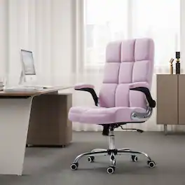 U-HOMY - Velvet Executive Office Chair: Ergonomic Desk Chair with Adjustable Height & 360° Rotation - Pink 2