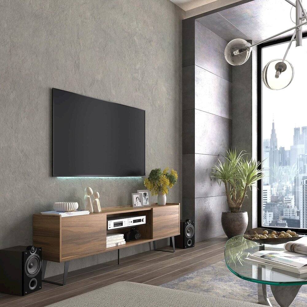Alt View 4. Atelier Mobili - Modern TV Stand for 65-75-80 Inch TVs, Farmhouse Entertainment Center - Beige.