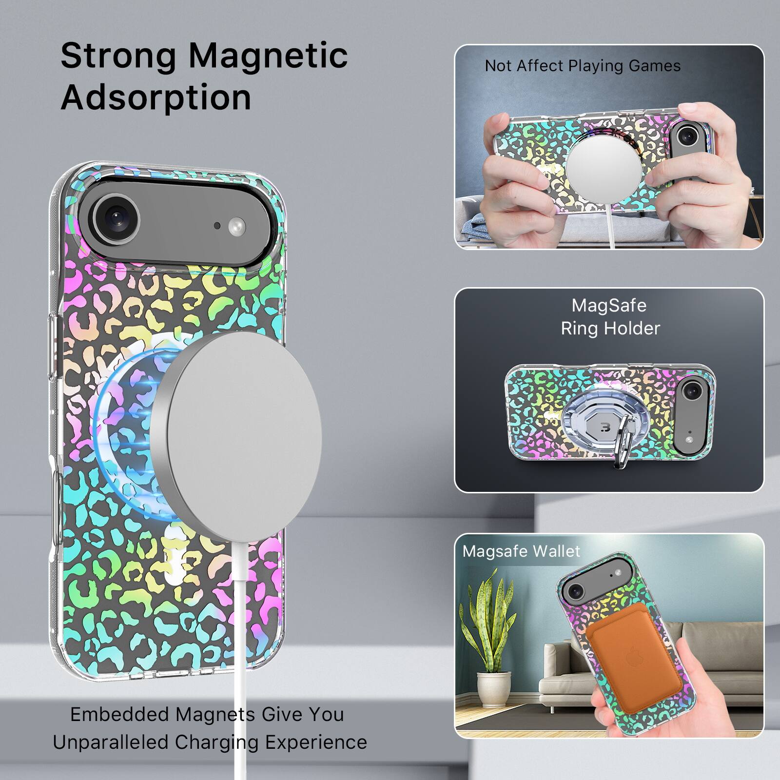 Strong Magnetic Adsorption

Embedded Magnets Give You Unparalleled Charging Experience

Not Affect Playing Games

MagSafe Ring Holder

MagSafe Wallet
