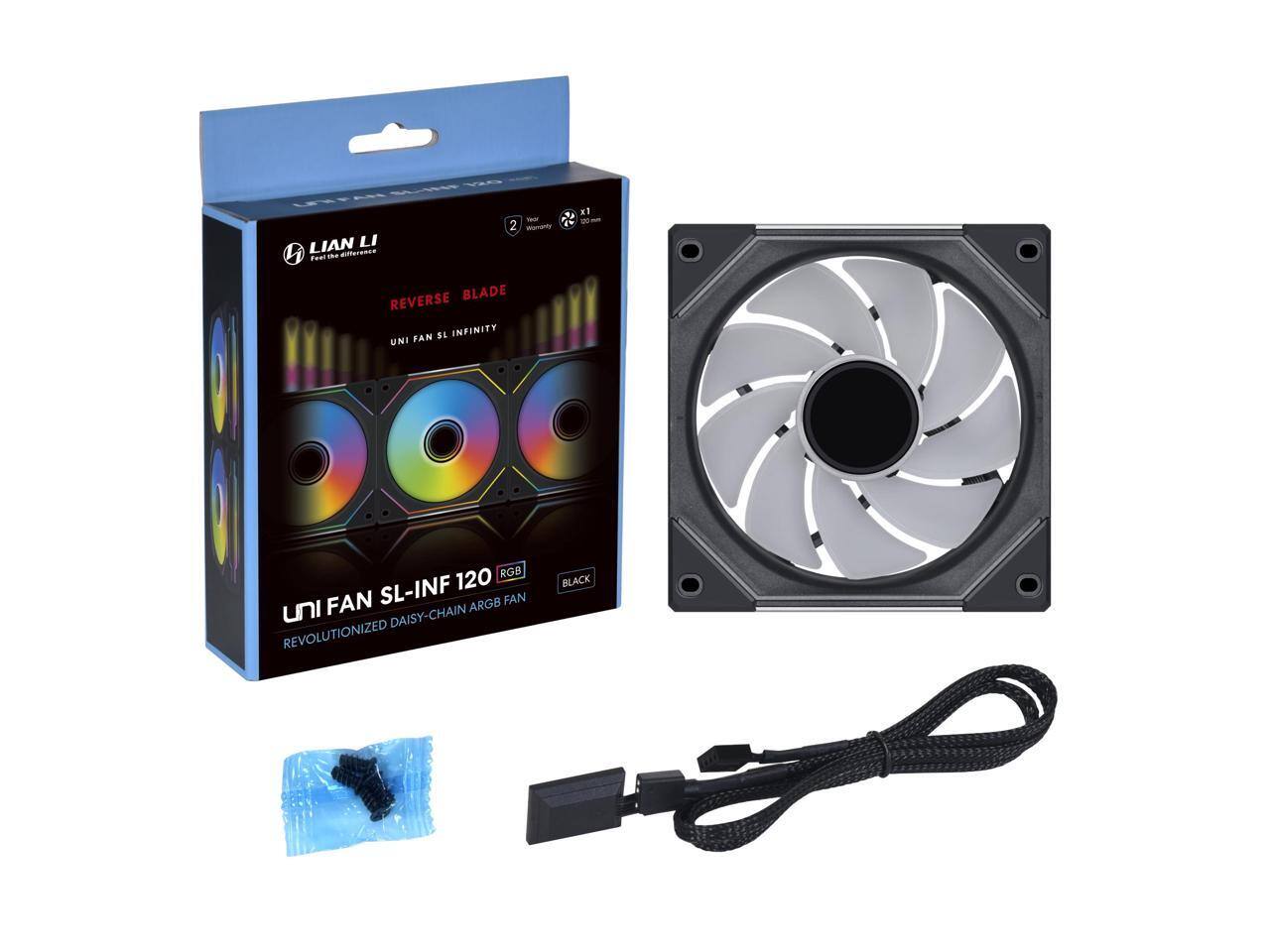 LIAN LI  
Reverse Blade  
UNI FAN SL-INFINITY  
UNI FAN SL-INF 120 RGB  
Revolutionized Daisy-Chain ARGB Fan  
Black