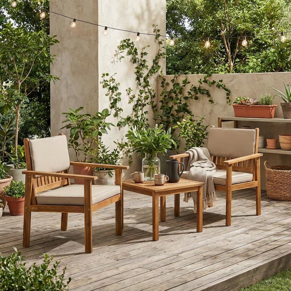 Outdoor Escape - 3-Piece Outdoor Coffee Table Set Oil Finish Durable Wood - Brown price history on PriceWatchPro