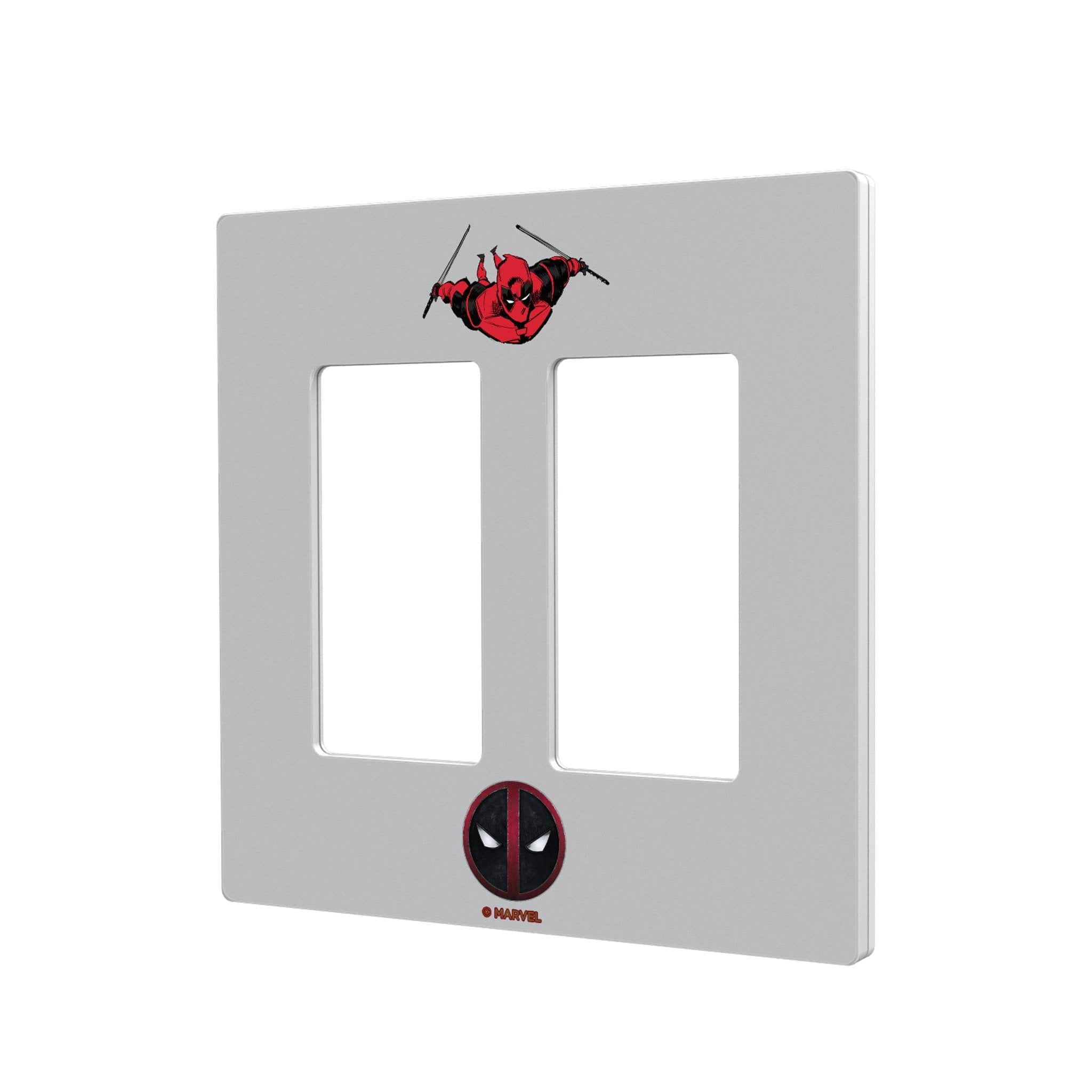 Keyscaper - Marvel Badge Hidden-Screw Light Switch Plate - Double Rocker - Deadpool