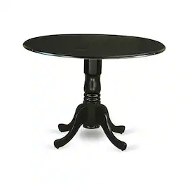 East West Furniture - DLT-BLW-TP Dublin Dining Table, a Round Solid Wood Table with Dropleaf & Pedestal Base - Brown