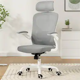 Boyel Living - White & Ergonomic Office Chair Home Office Desk Chair with Headrest High Back Computer Chair - Gray