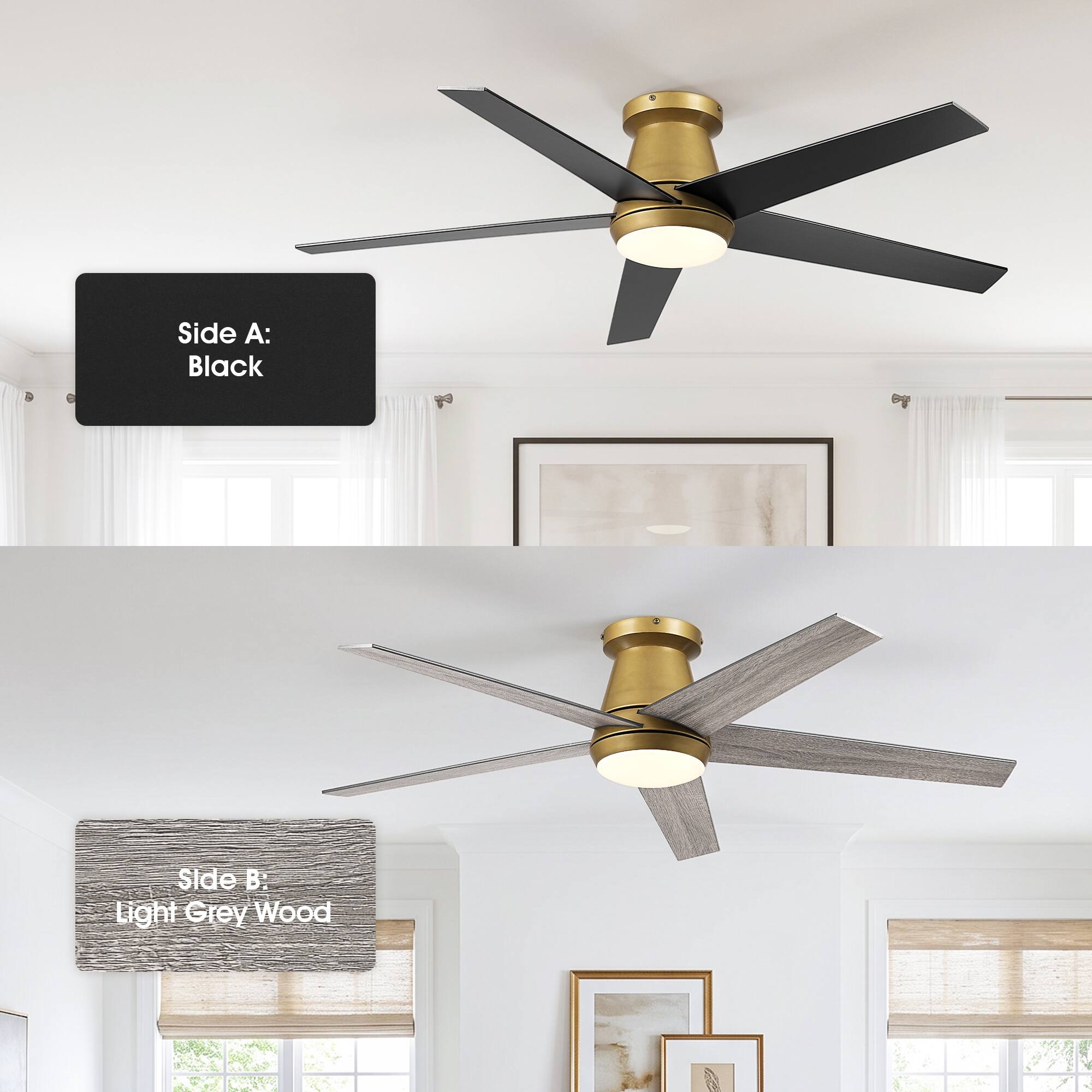 Side A: Black

Side B: Light Grey Wood