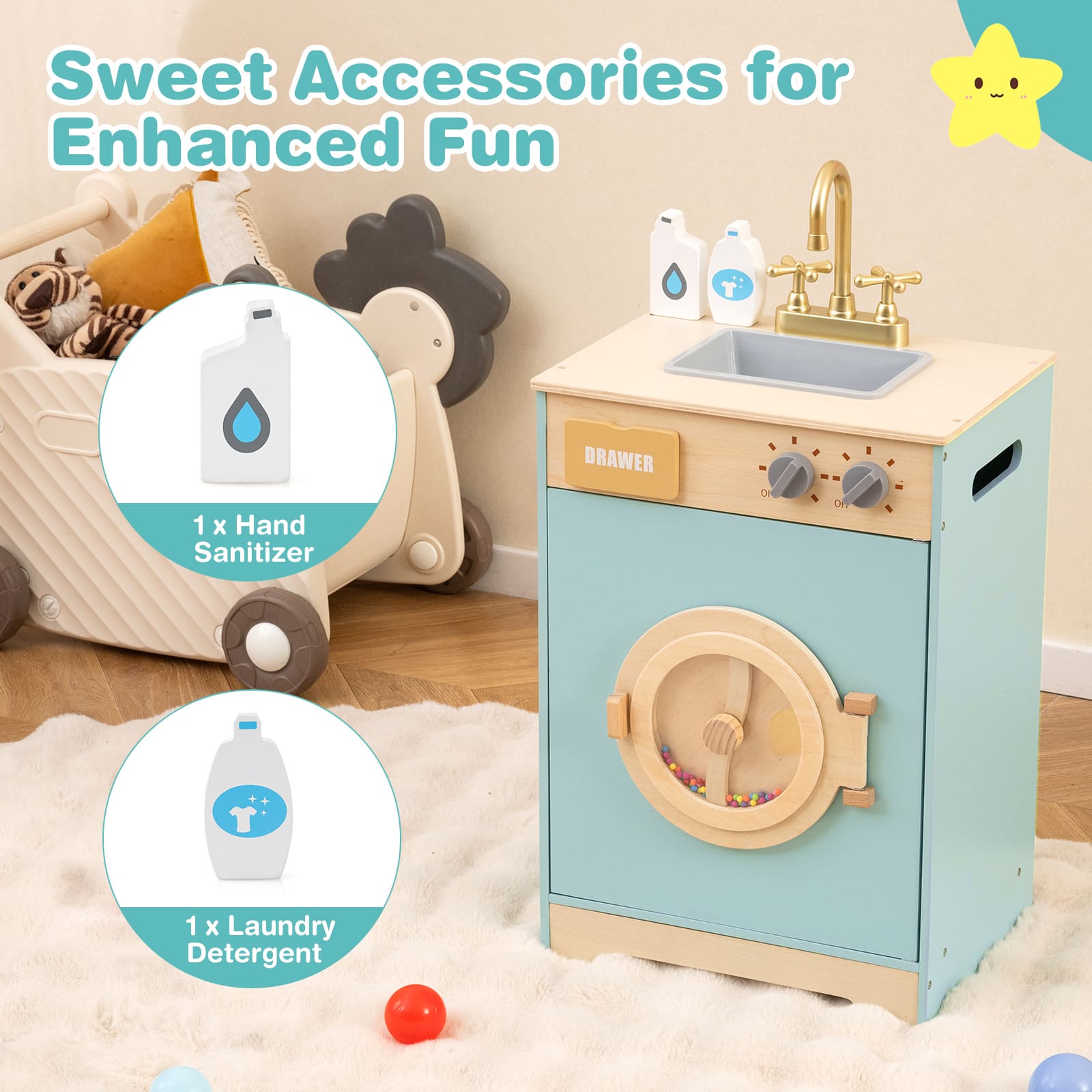 Sweet Accessories for Enhanced Fun
1 x Hand Sanitizer
1 x Laundry Detergent