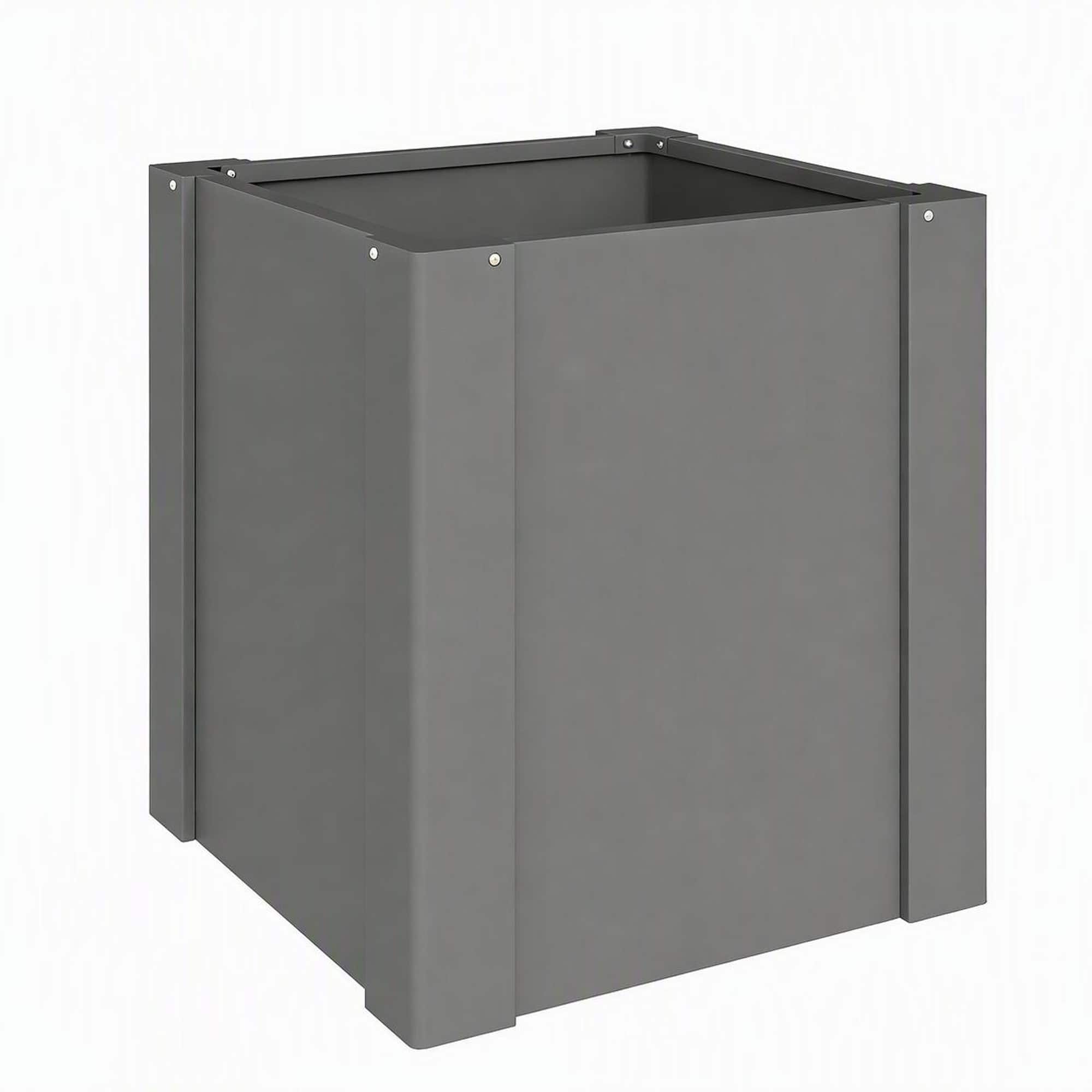 RYHNUYNE - Elevated Outdoor Planter Box 16.9x16.9x18.1 Inch Galvanized Steel Raised Garden Bed for Patio Balcony Vegetables - Black