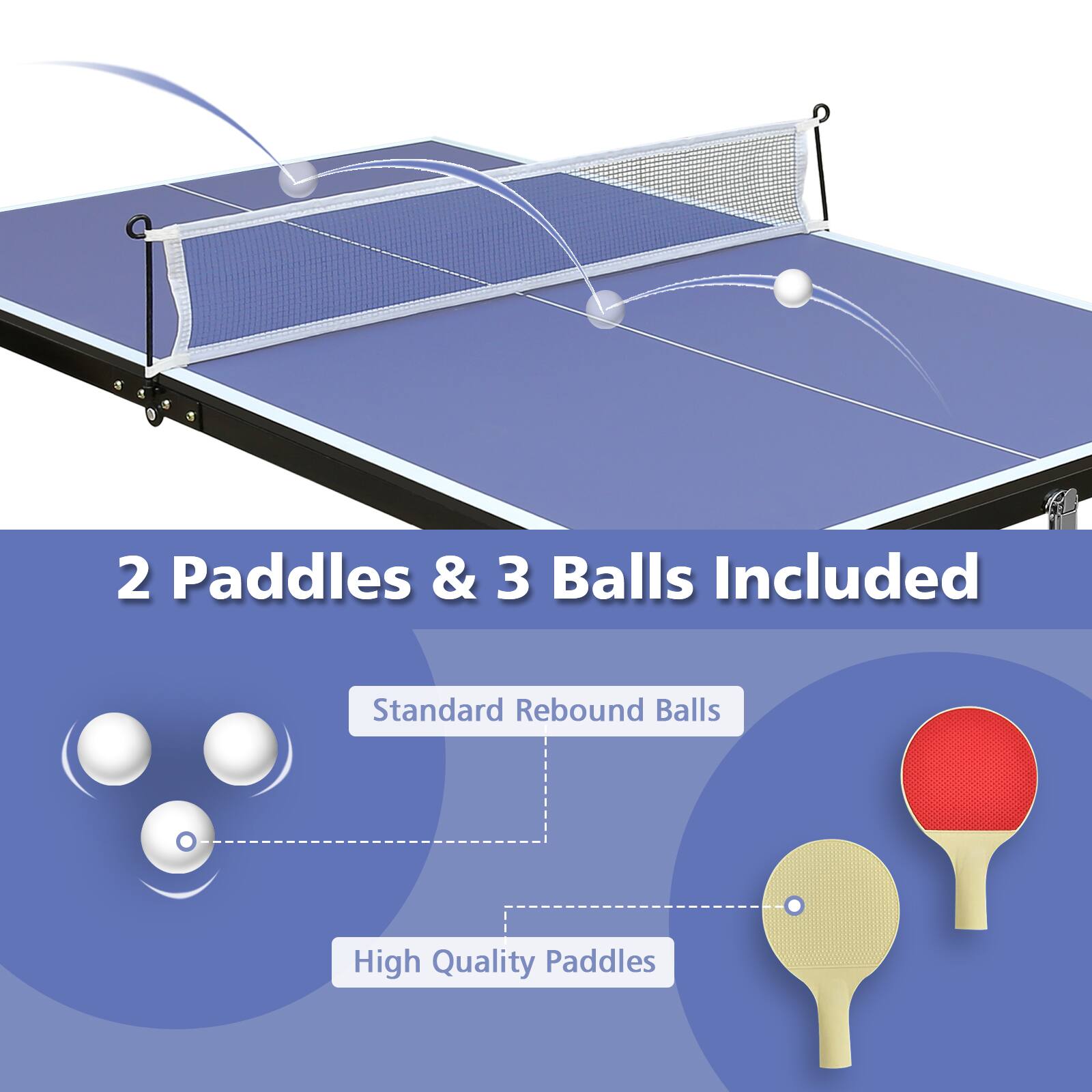 2 Paddles & 3 Balls Included

Standard Rebound Balls

High Quality Paddles