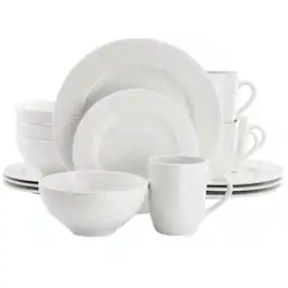Elama - Olevia 16 Piece Stoneware Dinnerware Set - White