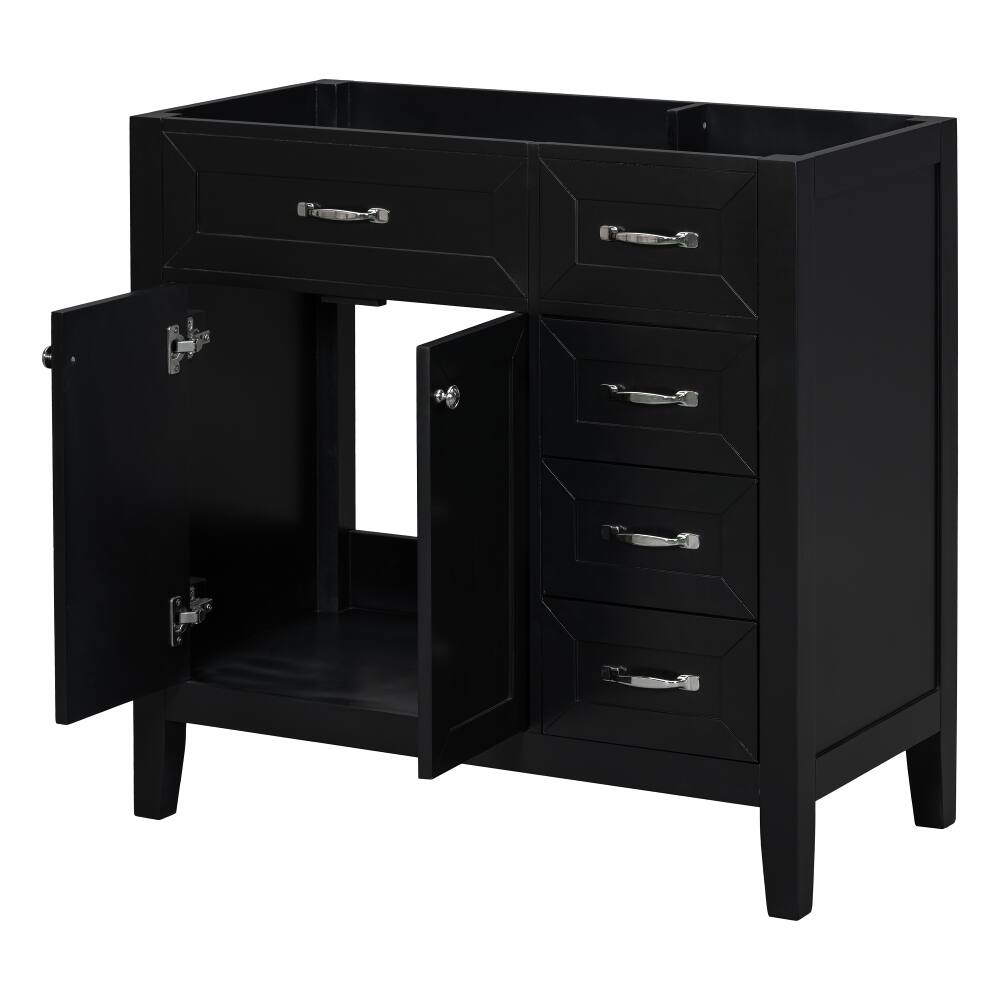 Alt View 2. Loheer - Loheer 36 Inch Bathroom Vanity Base Only, Black Vanity Cabinet Without Sink, Freestanding Modern Design - Black.