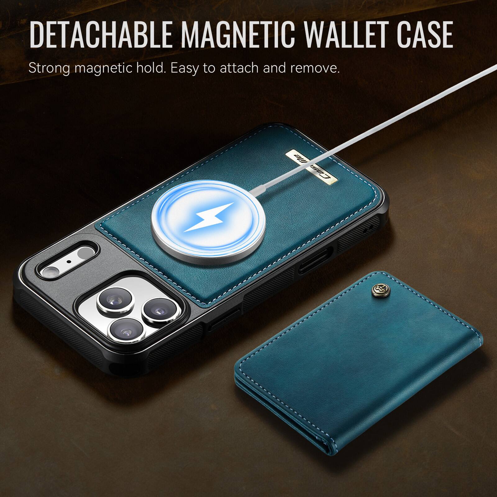 DETACHABLE MAGNETIC WALLET CASE  
Strong magnetic hold. Easy to attach and remove.
