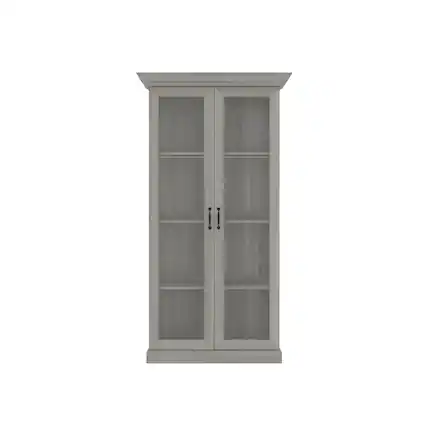 Front. Famapy - Famapy Classic Tempered Glass - Door Display Cabinet with Anti - Tip Safety - Gray.