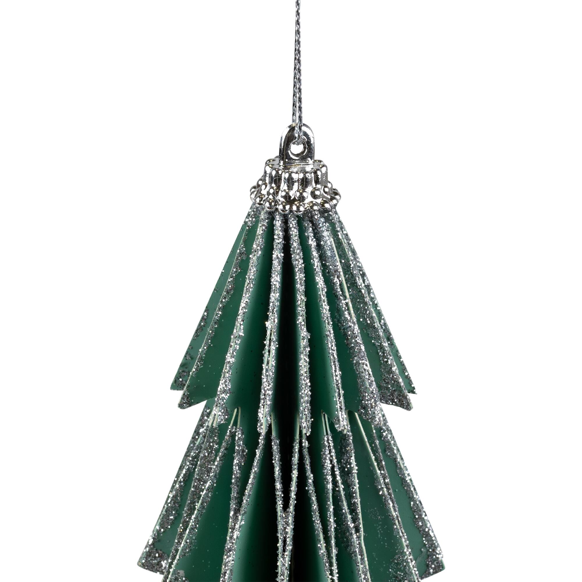 Alt View 2. Northlight - 6" Glittered Green Christmas Tree Ornament - Green.