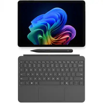 Front. Microsoft - Microsoft Surface Pro Copilot+ PC Platinum + Surface Slim Pen 2 Slate - Platinum.