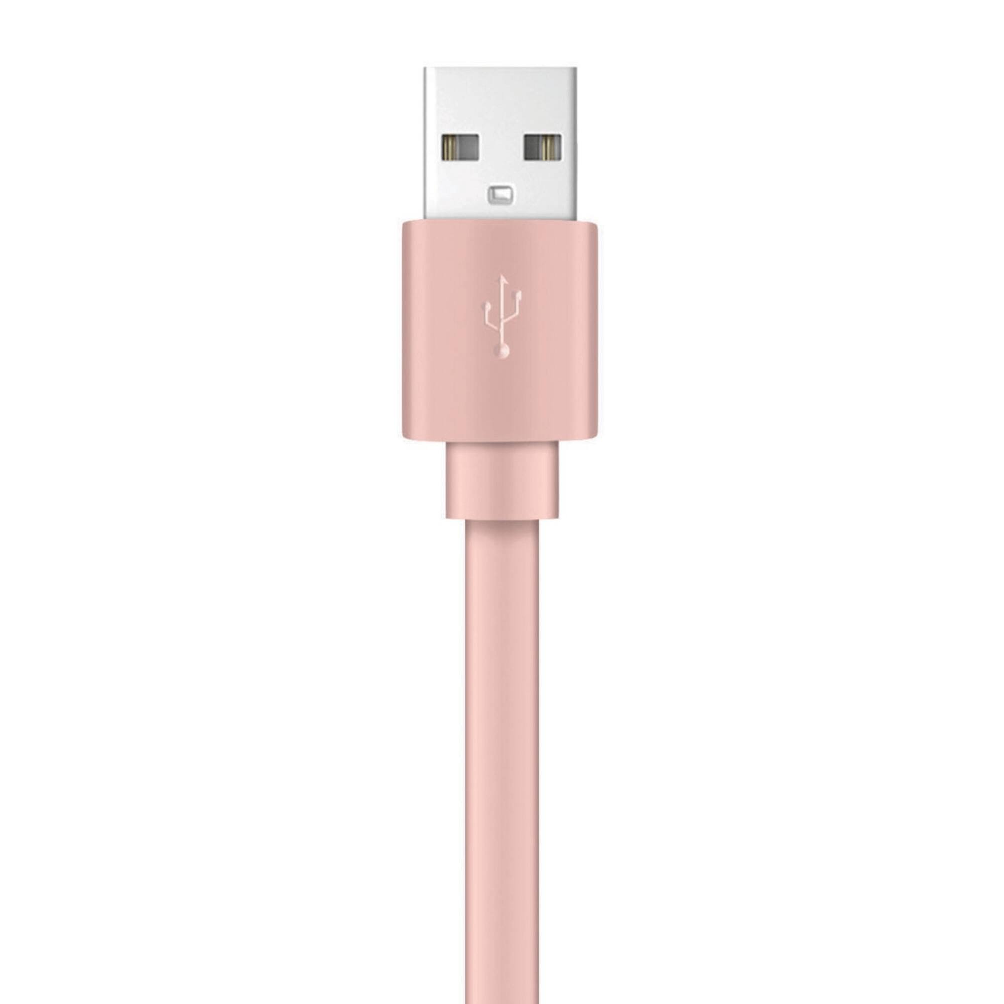 Alt View 1. Xyst - Charge and Sync USB to Lightning Flat Cable 4Ft - Rose Gold.