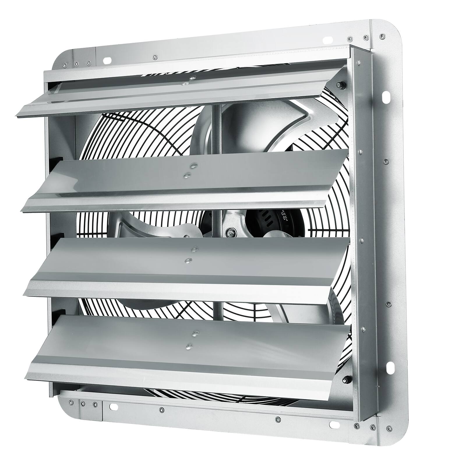 Alt View 5. VEVOR - 16'' Shutter Exhaust Fan, High-speed 2000 CFM, Aluminum Wall Mount Attic Fan with AC-motor, Ventilation and Cooling - Silver.