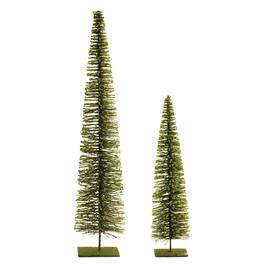 BreeBe - Glittered Bottle Brush Tree (Set of 2) - Green