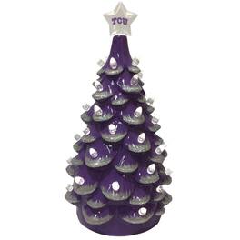 Santa's Workshop - /White TCU Horned Frogs 14'' Ceramic Tree - Purple