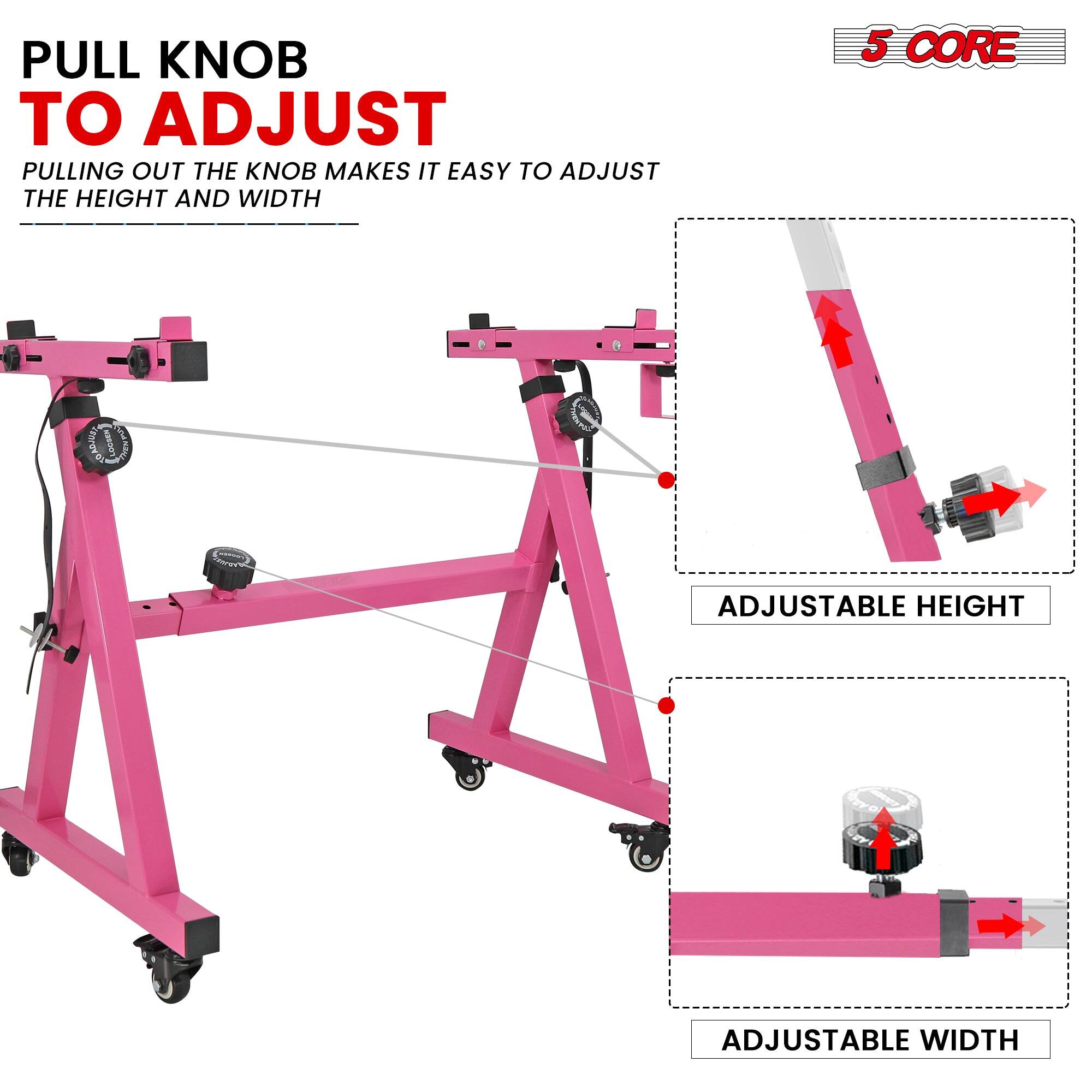 PULL KNOB TO ADJUST

PULLING OUT THE KNOB MAKES IT EASY TO ADJUST THE HEIGHT AND WIDTH

5 CORE

ADJUSTABLE HEIGHT

ADJUSTABLE WIDTH