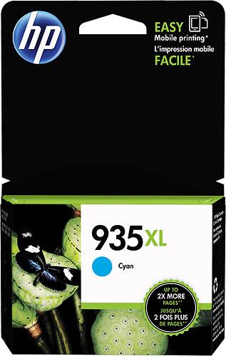 HP - 935XL High-Yield Ink Cartridge - Cyan - Larger Front