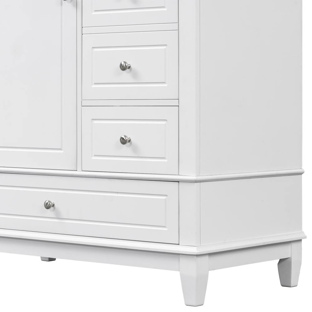 Alt View 2. Loheer - Loheer 36 inch bathroom vanity White Freestanding Cabinet with Ceramic Sink and 3 Drawers - White.
