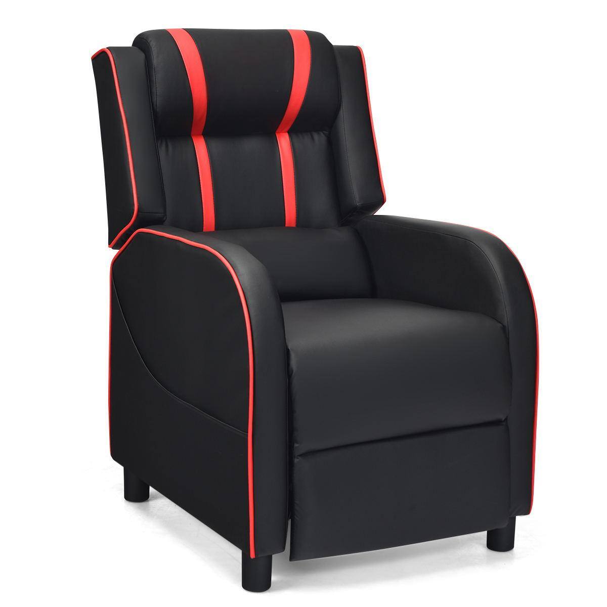 Front. Sugift - Massage Racing Gaming Single Recliner Chair - Red.