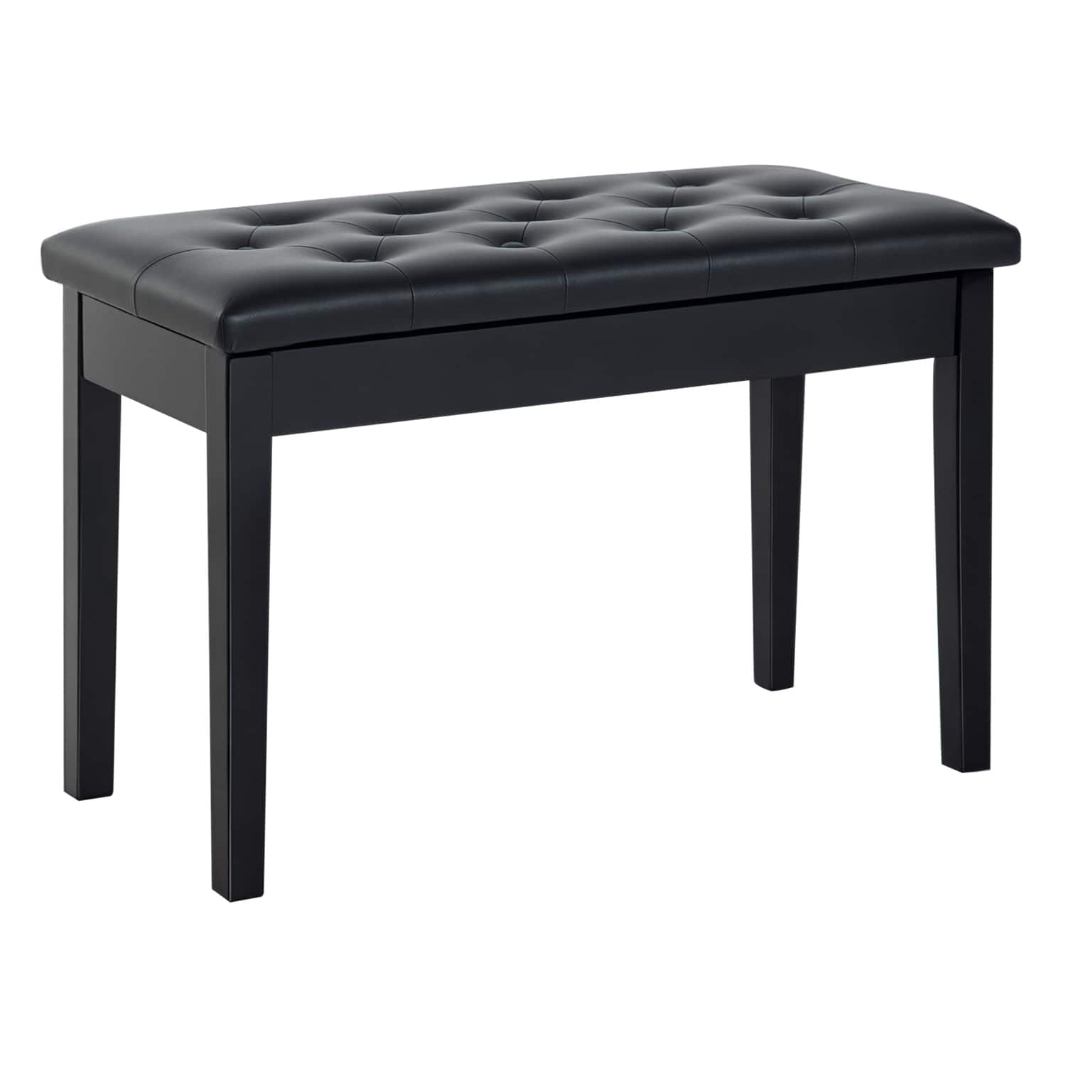 Homcom - Piano Bench, Duet Piano Chair with Faux Leather Padded Cushion and Wooden Frame, Button Tufted Keyboard Bench - Black
