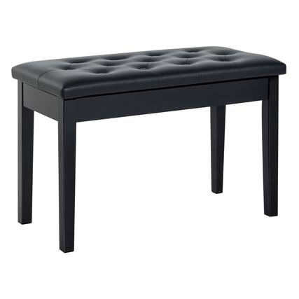 Front. Homcom - Piano Bench, Duet Piano Chair with Faux Leather Padded Cushion and Wooden Frame, Button Tufted Keyboard Bench - Black.