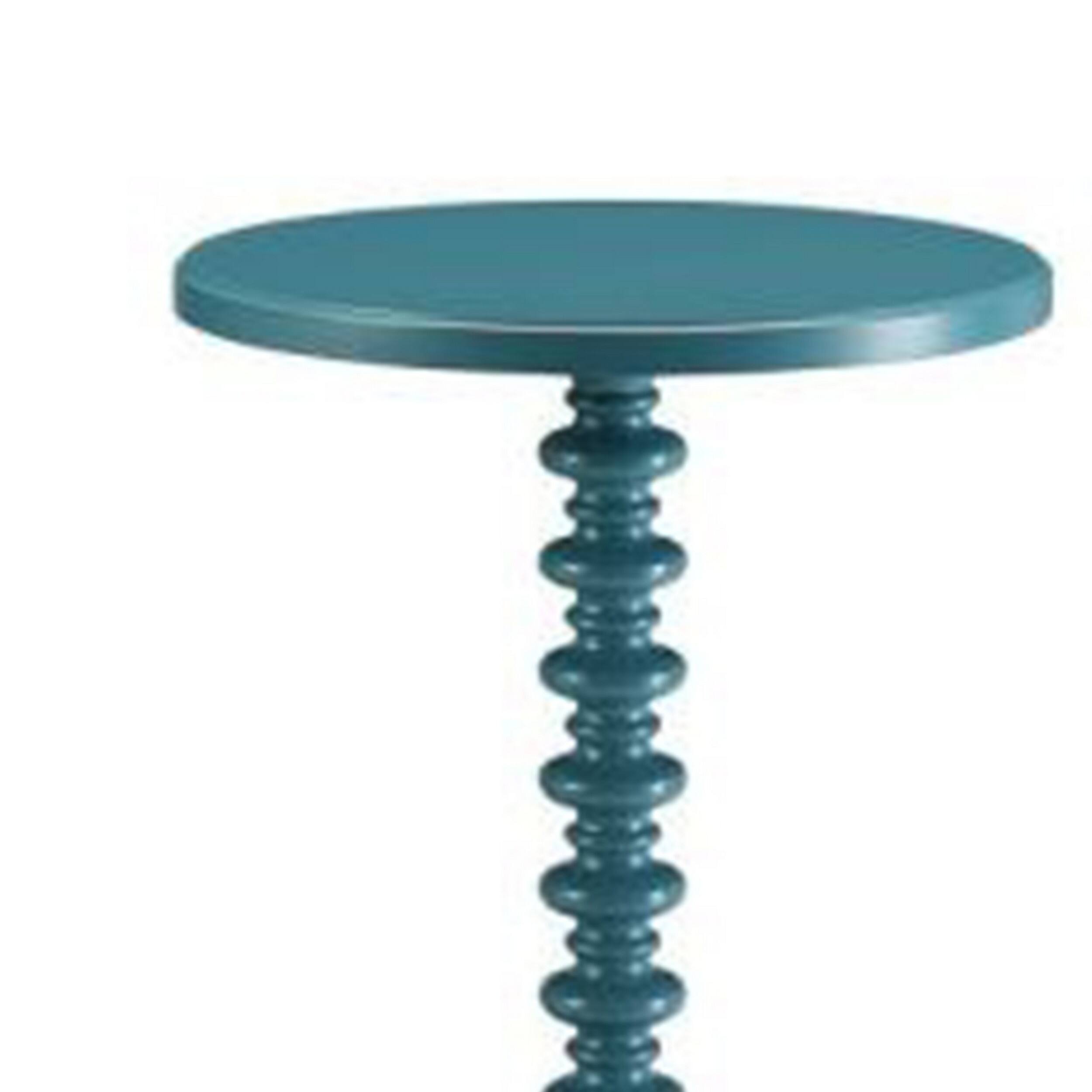 Alt View 2. Manhattan Lane - Astonishing Side Table With Round Top - Teal Blue.
