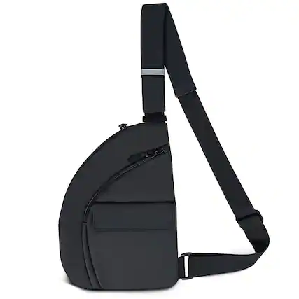 Front. Wikistore - WIKISTORE Anti Theft Sling Bag Crossbody Chest Bag for Women Men Travel Lightweight Waterproof Black - Black.